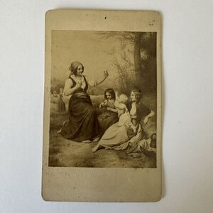 Antique CDV Card Robert Gustav Meyerheim The Young Harvesters 1900s 4”x2.5”
